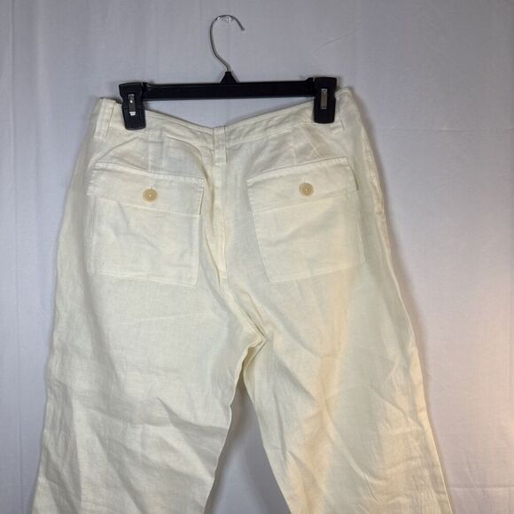 Women’s Eddie Bauer Cream Wide Leg Linen Capri Pants Size 8 Petite NWOT - Picture 7 of 14